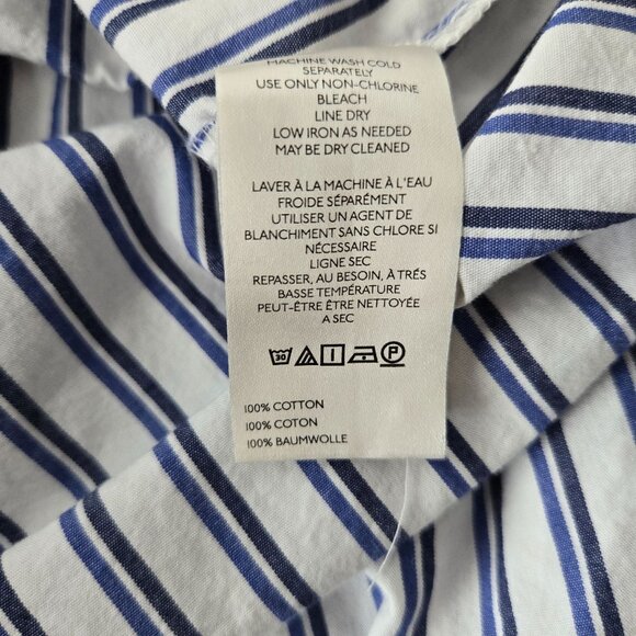 Maeve Buttondown Shirt Blue White Striped Oversized Preppy Nautical Cotton Top - Picture 10 of 13